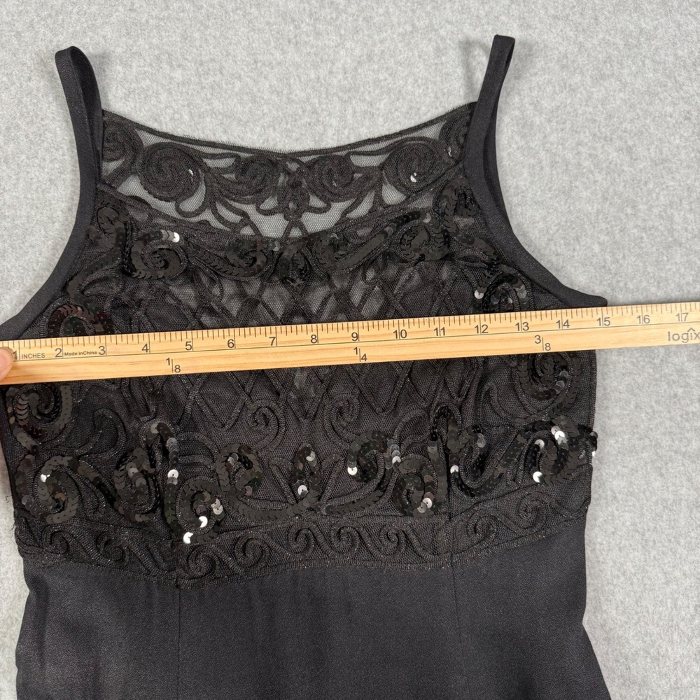 Bari Jay Vintage 90s Black Sequin Lace Maxi Dress Formal Gown Size 5-6 - Picture 6 of 11